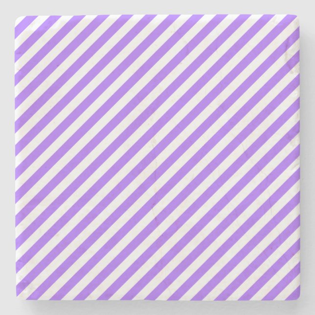 Lavender and White, Stripes Square Coaster (Front)