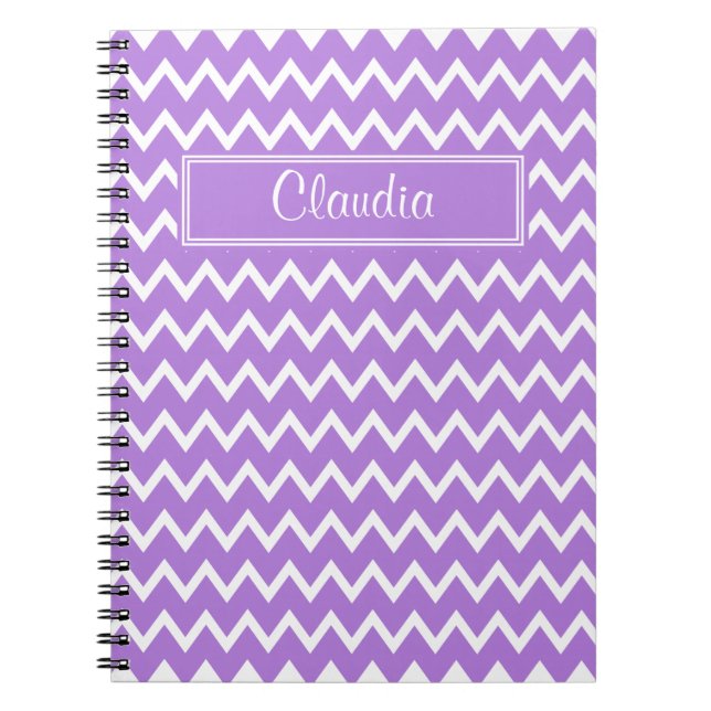 Lavender and White Zigzag Pattern Notebook (Front)