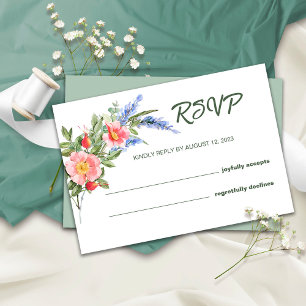 Lavender and Wildflowers Rustic Wedding RSVP Card