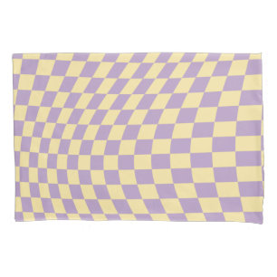 Lavender And Yellow Chequerboard Check Pattern Pillowcase