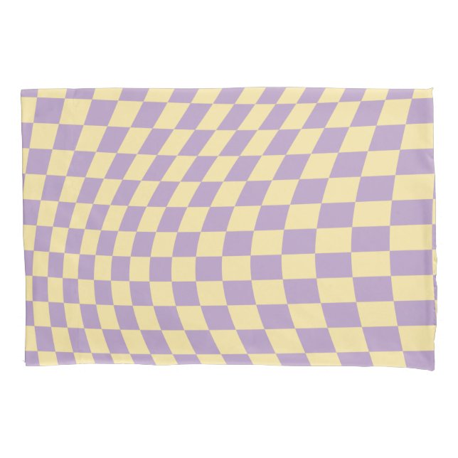 Lavender And Yellow Chequerboard Check Pattern Pillowcase (Front)