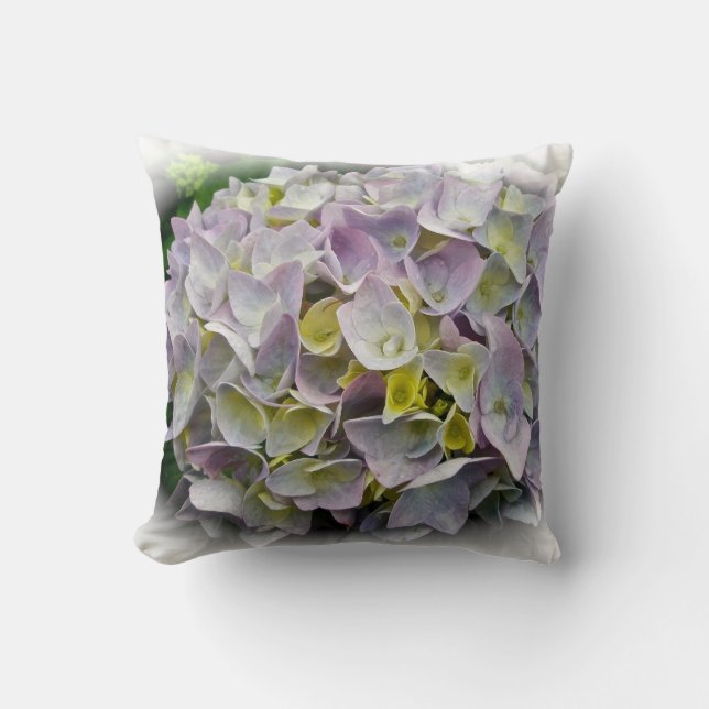 Lavender and Yellow Hydrangea Blossoms - Pillow (Front)