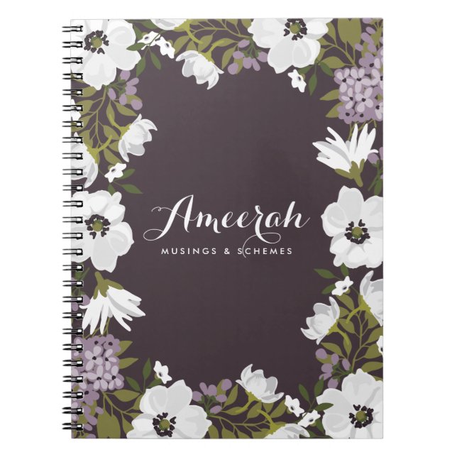 Lavender Anemone Blooms Personalised Notebook (Front)