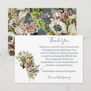 Lavender Anemone Funeral Photo Thank You Card  