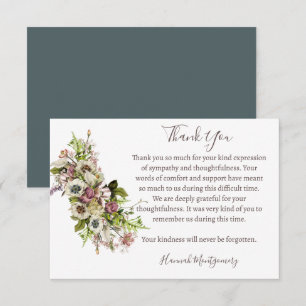 Lavender Anemone Funeral Photo Thank You Card  