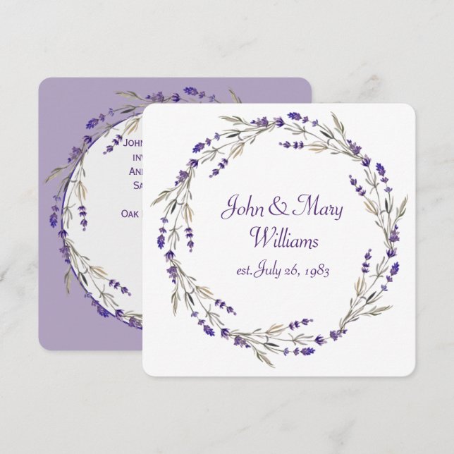 Lavender Anniversary Wreath Invitation (Front/Back)