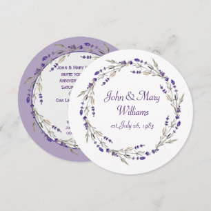 Lavender Anniversary Wreath On White  Invitation