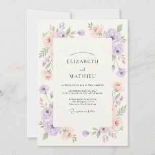 Lavender Apricot Wildflower Wedding Invitation