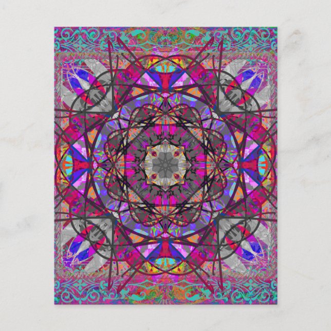 Lavender Aqua Boho Mandala Scrapbook Paper (Front)