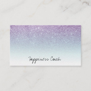 *~* LAVENDER AQUA White Ombre Gradient Glitter Business Card