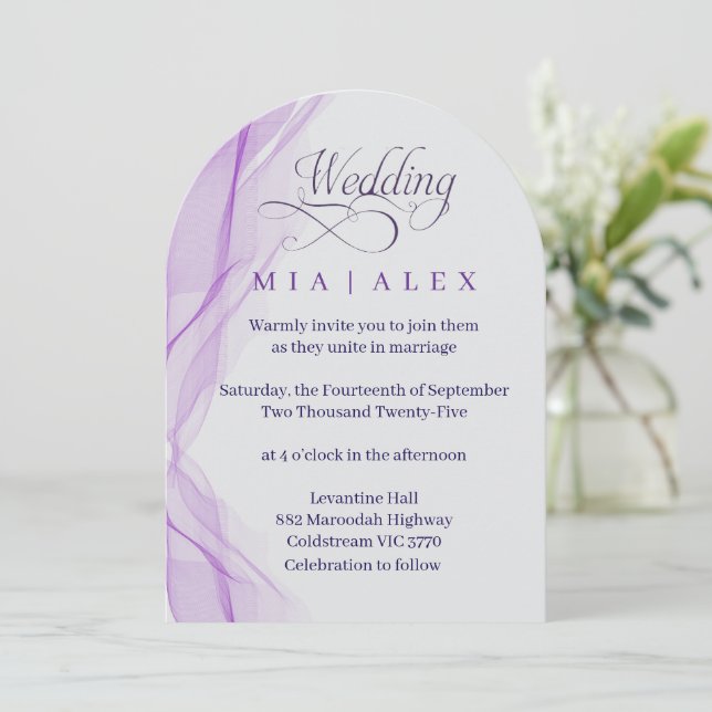 Lavender Arch Elegant Wedding Invitation (Standing Front)