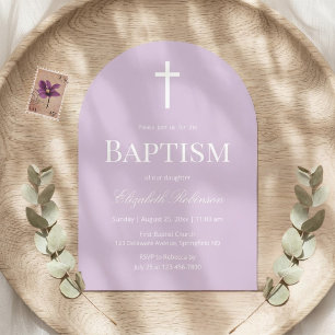 Lavender Arch Modern Baptism Christening Invitation