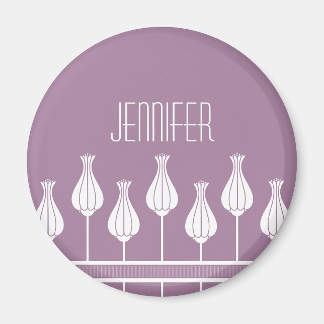 Lavender Art Deco Floral Magnet (Front)