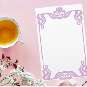 Lavender Art Nouveau Border Stationary Stationery