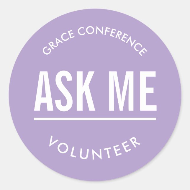Lavender ask me volunteer stickers (Front)