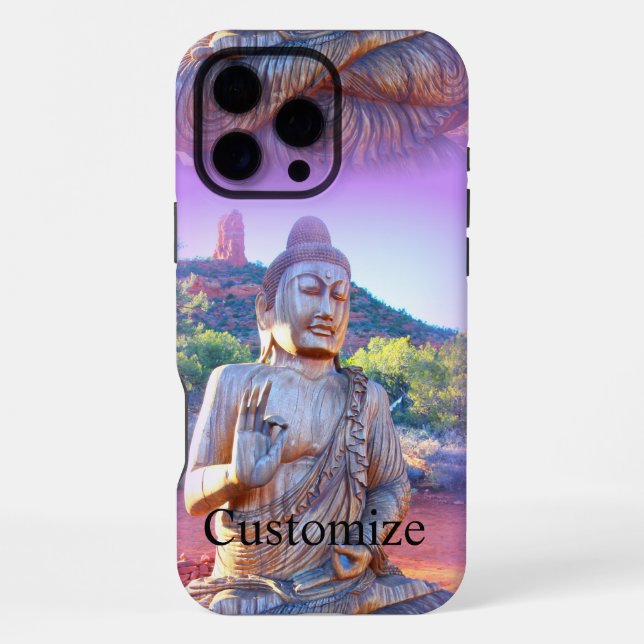 lavender aura buddha iPhone case (Back)