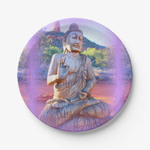 lavender aura buddha paper plate
