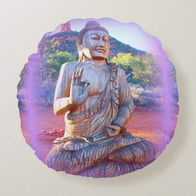 lavender aura buddha round cushion (Front)