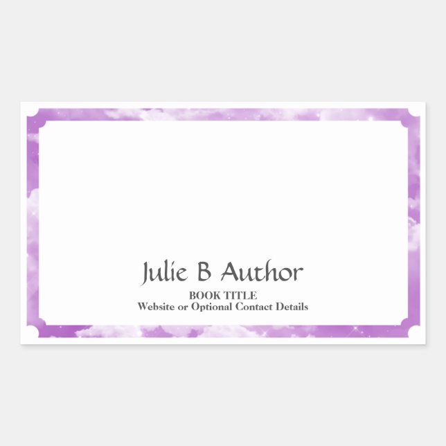 Lavender Author Book Plate with Customisable Text Rectangular Sticker (Front)