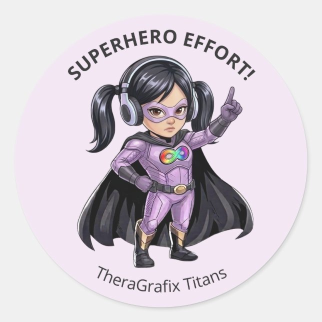 Lavender Autism Chloe Superhero Effort Stickers (Front)
