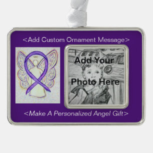 Lavender Awareness Ribbon Angel Ornament