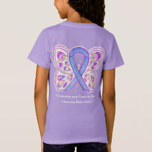 Lavender Awareness Ribbon Butterfly Custom Shirt