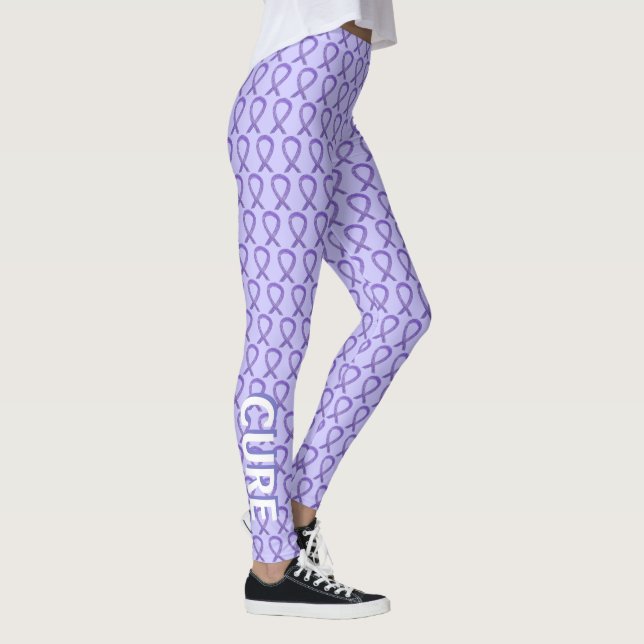 Lavender Awareness Ribbon Custom Word Art Leggings (Right)