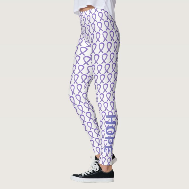 Lavender Awareness Ribbon Custom Words Leggings (Left)