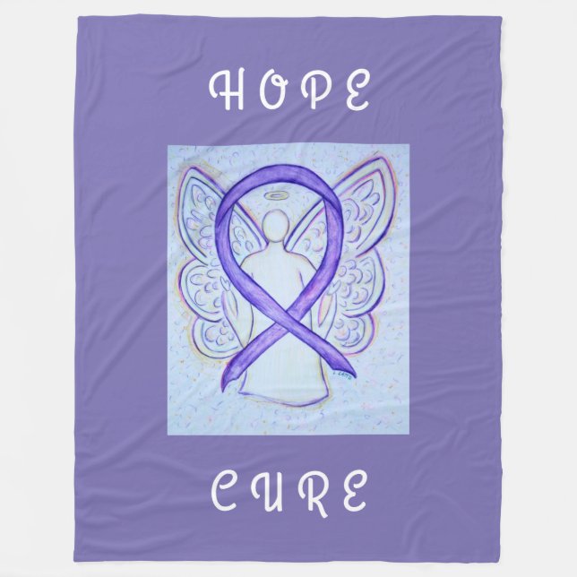 Lavender Awareness Ribbon Hope Angel Chemo Blanket (Front)