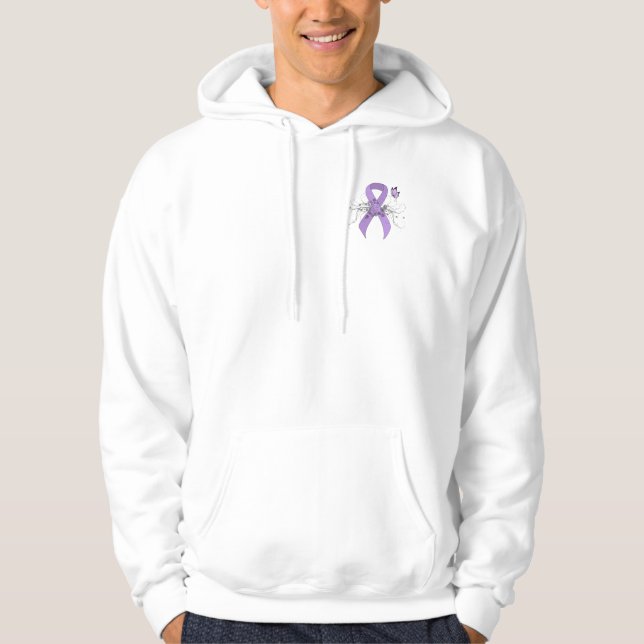 Lavender Awareness Ribbon with Butterfly Hoodie (Front)