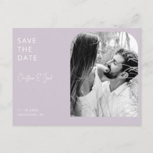 Lavender B/W Photo Arch Wedding Save the Date Postcard
