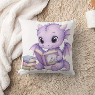 Lavender Baby Dragon Reading Book Storybook  Cushion