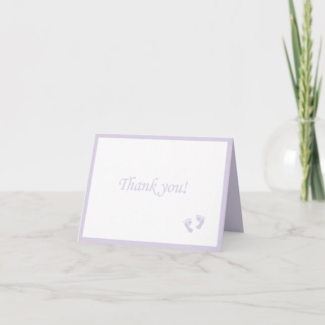 Lavender Baby Footprints-Thank You Thank You Card (Front)