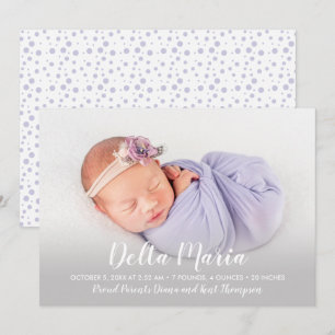 Lavender Baby Girl Photo Birth Announcements