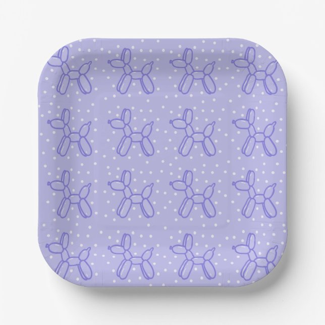 Lavender Balloon Dog Paper Plate (Front)