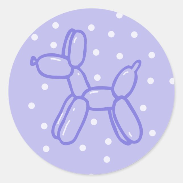 Lavender Balloon Dog Round Sticker (Front)