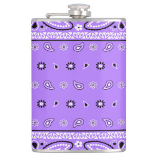 Lavender Bandanna Paisley Country Hip Hop Cowboy Hip Flask