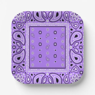 Lavender Bandanna Purple Paisley Party Paper Plate