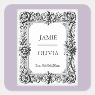 LAVENDER Baroque vintage Wedding – Custom Text Square Sticker