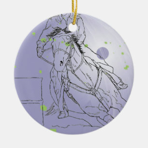Lavender Barrel Racer Ceramic Tree Decoration