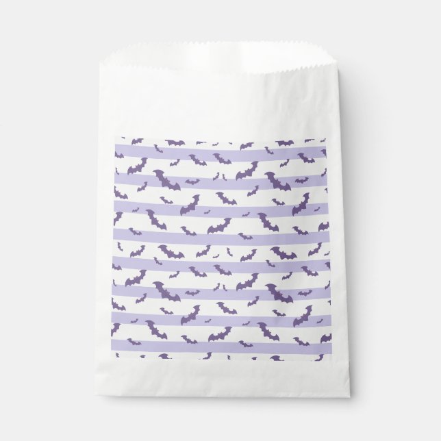 Lavender Bat Pattern on Striped Background Favour Bags (Front)