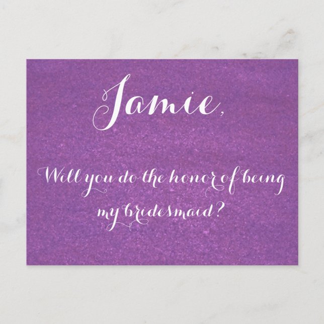 Lavender be my bridesmaid invitation postcard (Front)