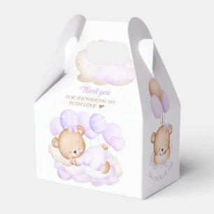 Lavender Bear Girl Baby Shower Favour Box