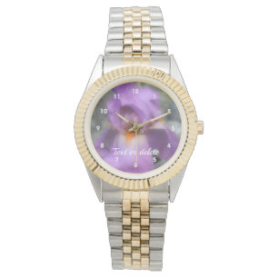 Lavender Bearded Iris Flower Personalised  Watch