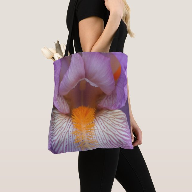 Lavender Bearded Iris Flower Petal  Tote Bag (Close Up)