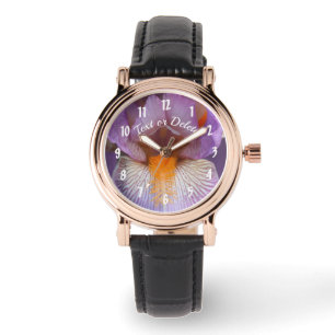 Lavender Bearded Iris Flower Petals Personalised  Watch