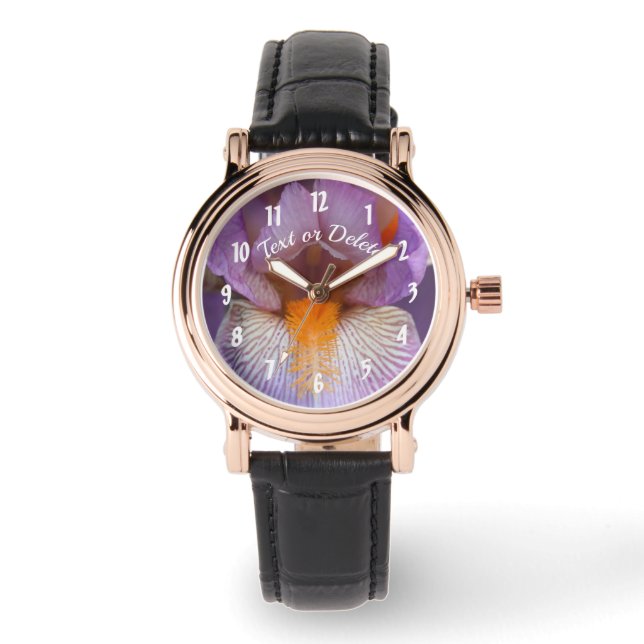 Lavender Bearded Iris Flower Petals Personalised  Watch (Front)