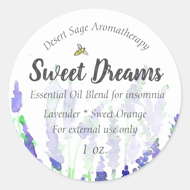 Lavender Bee Essential Oil Aromatherapy Label (Front)