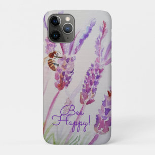Lavender Bee Happy Herb Watercolor Flower iPhone 11 Pro Case