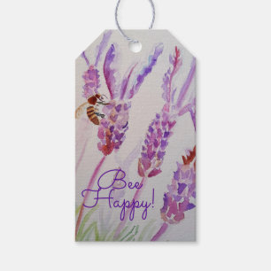 Lavender Bee Happy Herb Watercolor Flower Gift Tags
